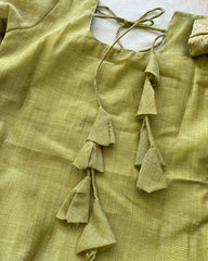 LUXE Green jute silk kurta set (Top-Dupatta)