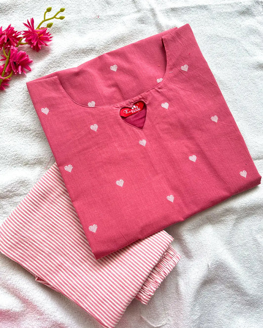 Pink Heart Cotton Handloom Co Cord