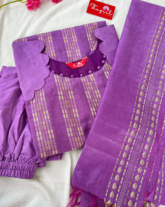 Violet Katan Silk Kurta Set