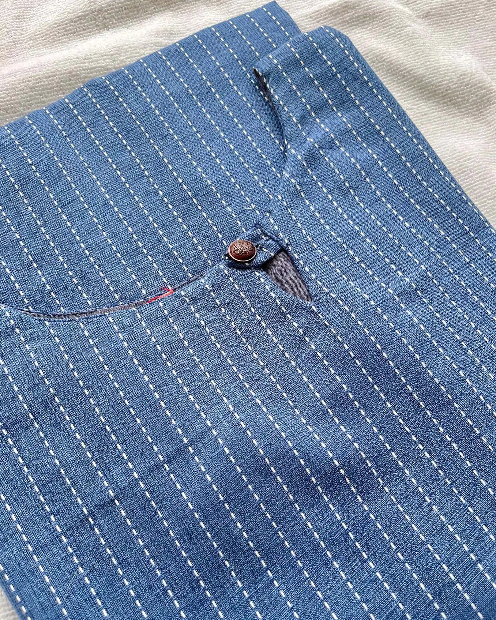 Blue handloom cotton kurta