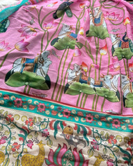 Sea green slub silk mix n match kurta set