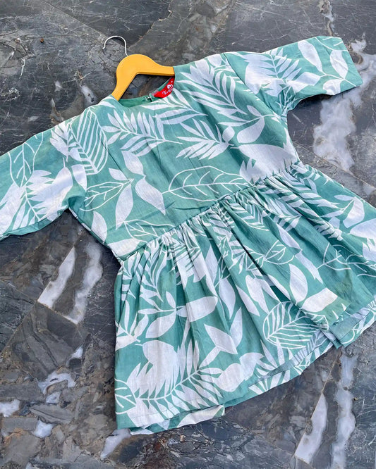 Sea green cotton peplum top