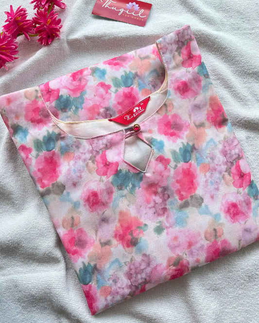Floral linen - Cotton Kurta
