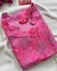 Pink Jute Organza Kurta