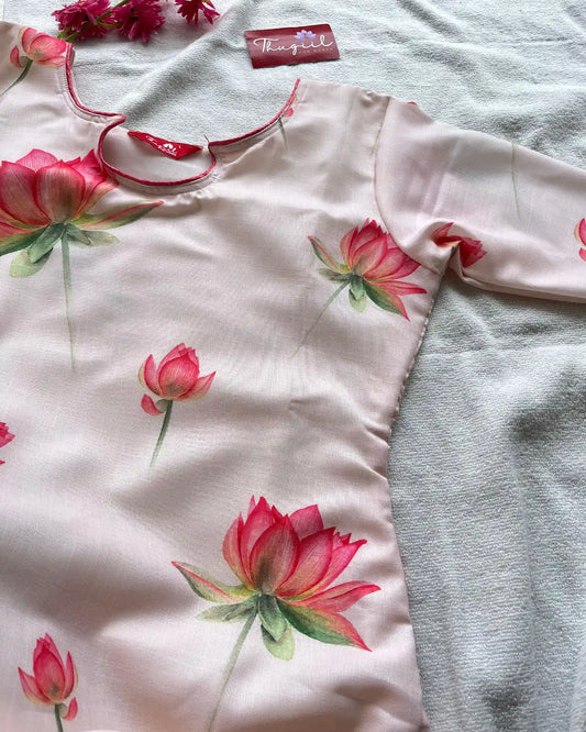 Lotus Printed Linen kurta (pre order 25-30 days)