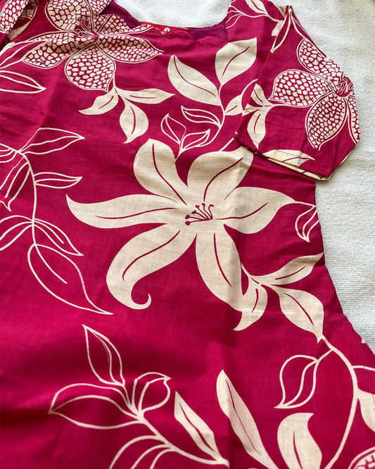 Magenta pure cotton kurta set