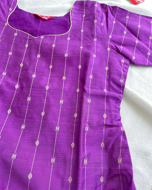 Violet slub silk kurta set
