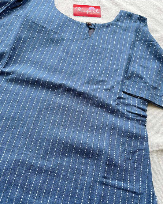 Blue handloom cotton kurta