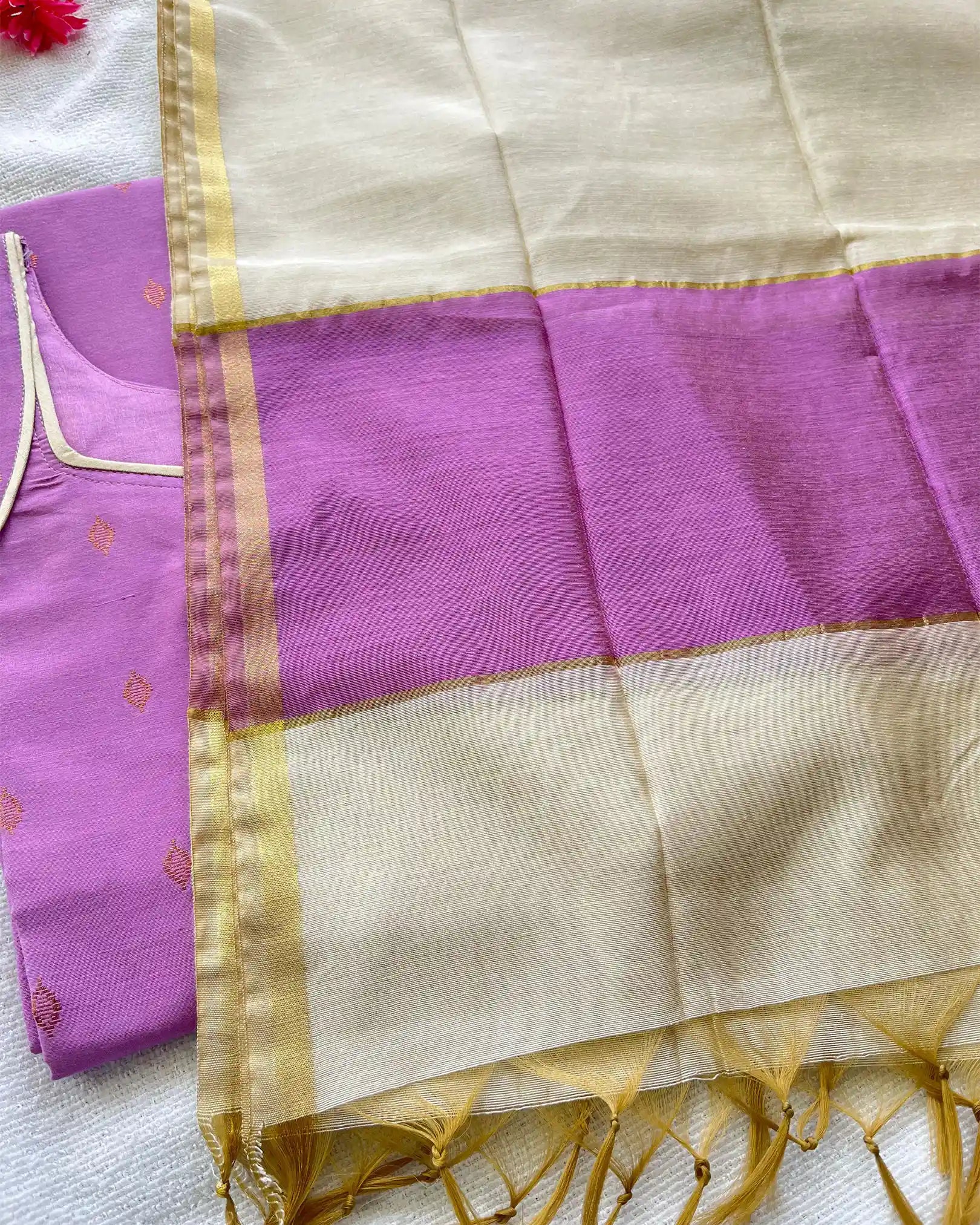 Lavender Butter silk kurta set