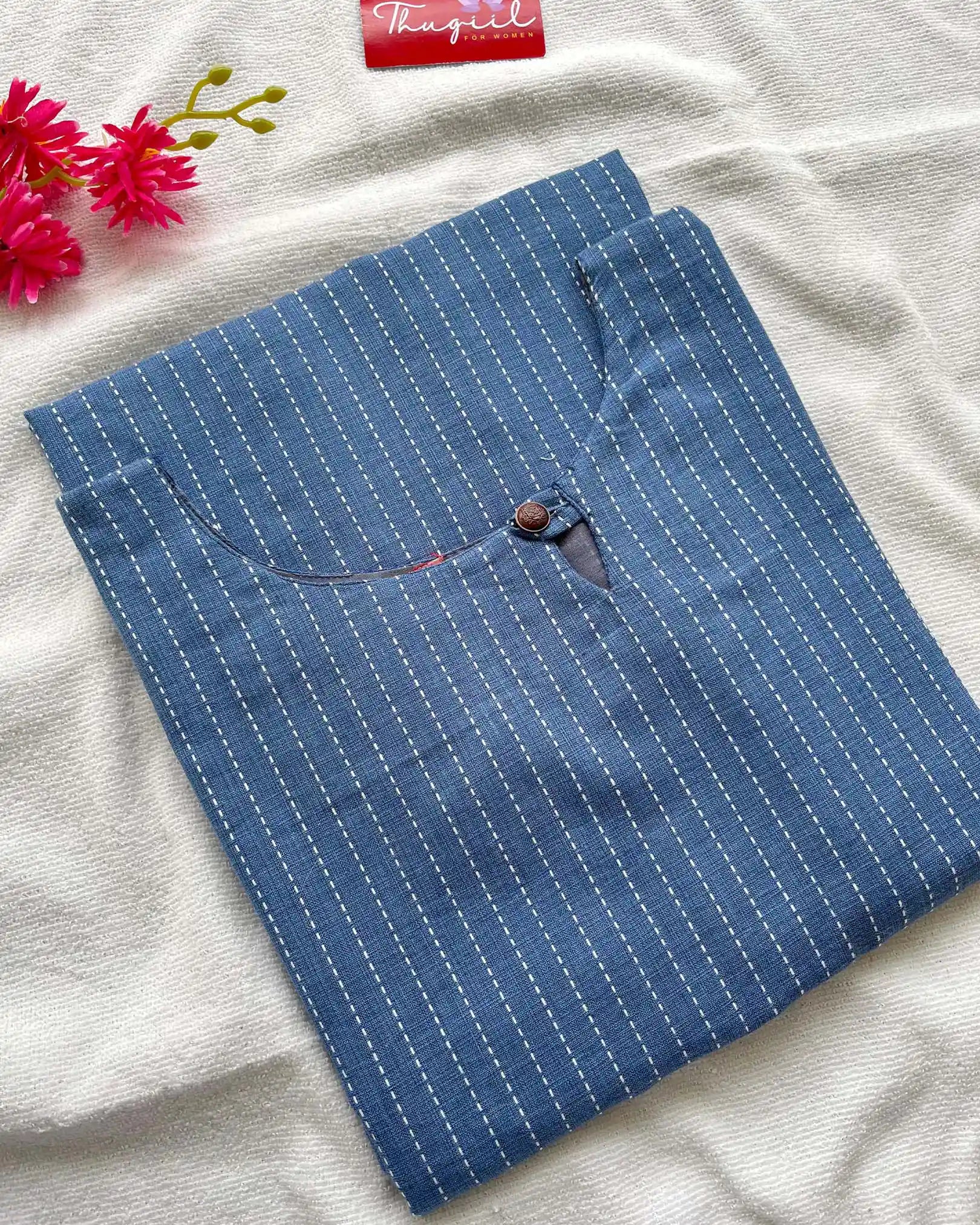 Blue handloom cotton kurta