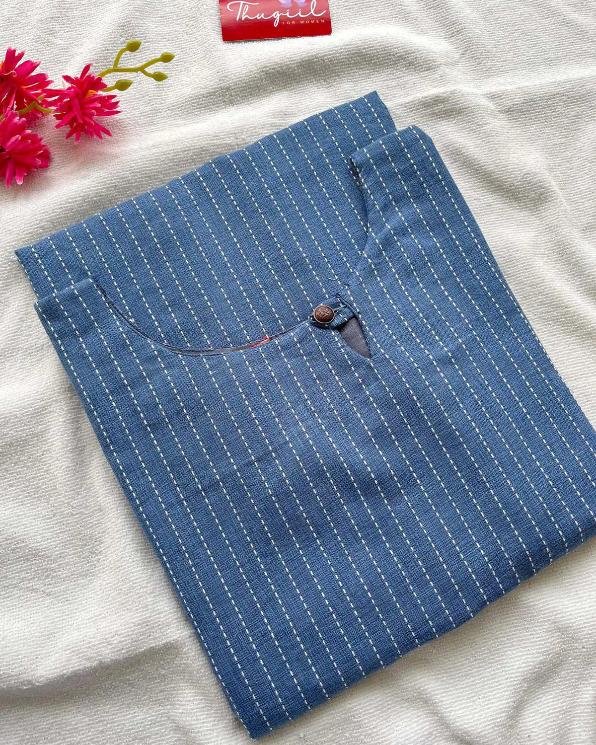 Blue handloom cotton kurta