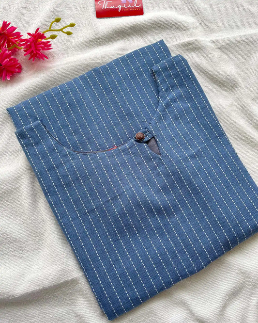 Blue handloom cotton kurta