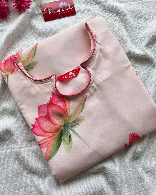 Lotus Printed Linen kurta (pre order 25-30 days)