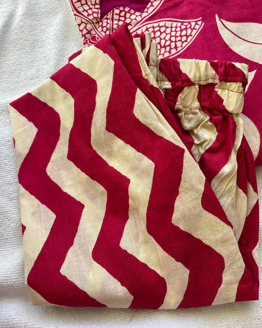 Magenta pure cotton kurta set
