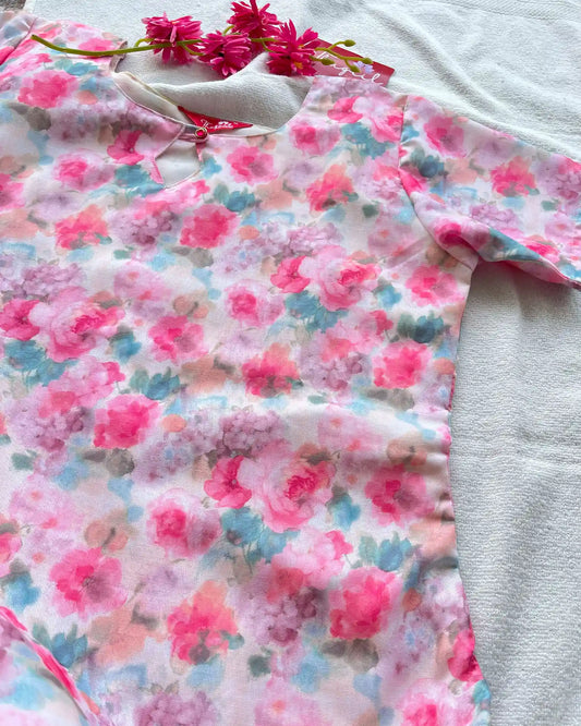Floral linen - Cotton Kurta