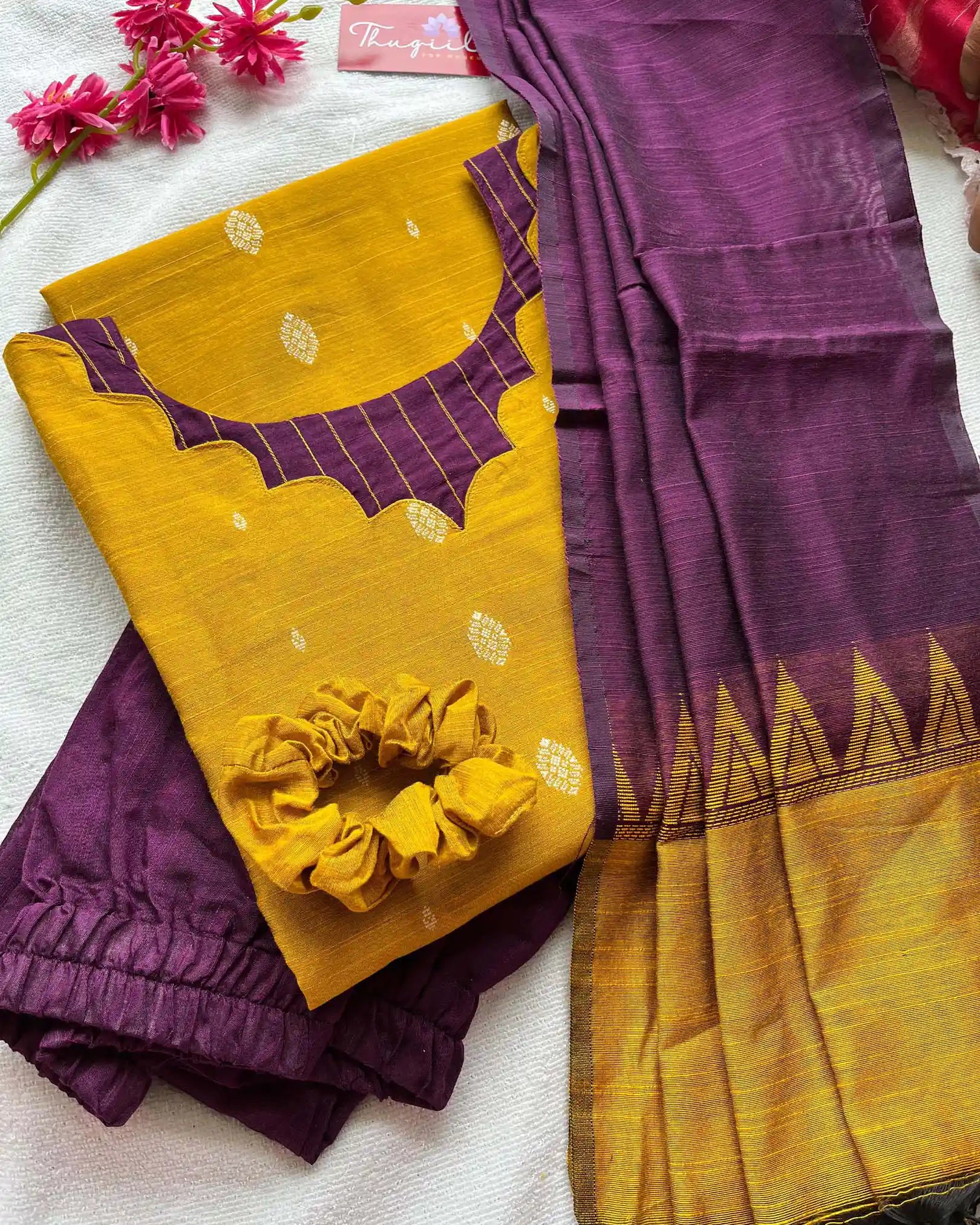 Marigold slub silk kurta set (PRE ORDER 15-30 days)