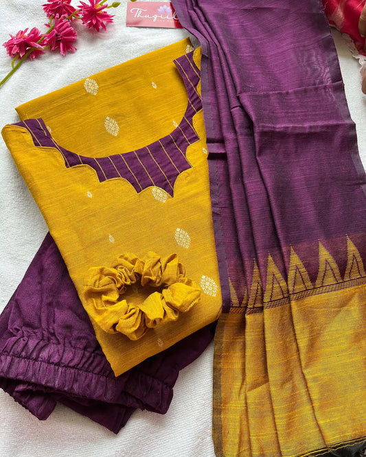 Marigold slub silk kurta set (PRE ORDER 15-30 days)