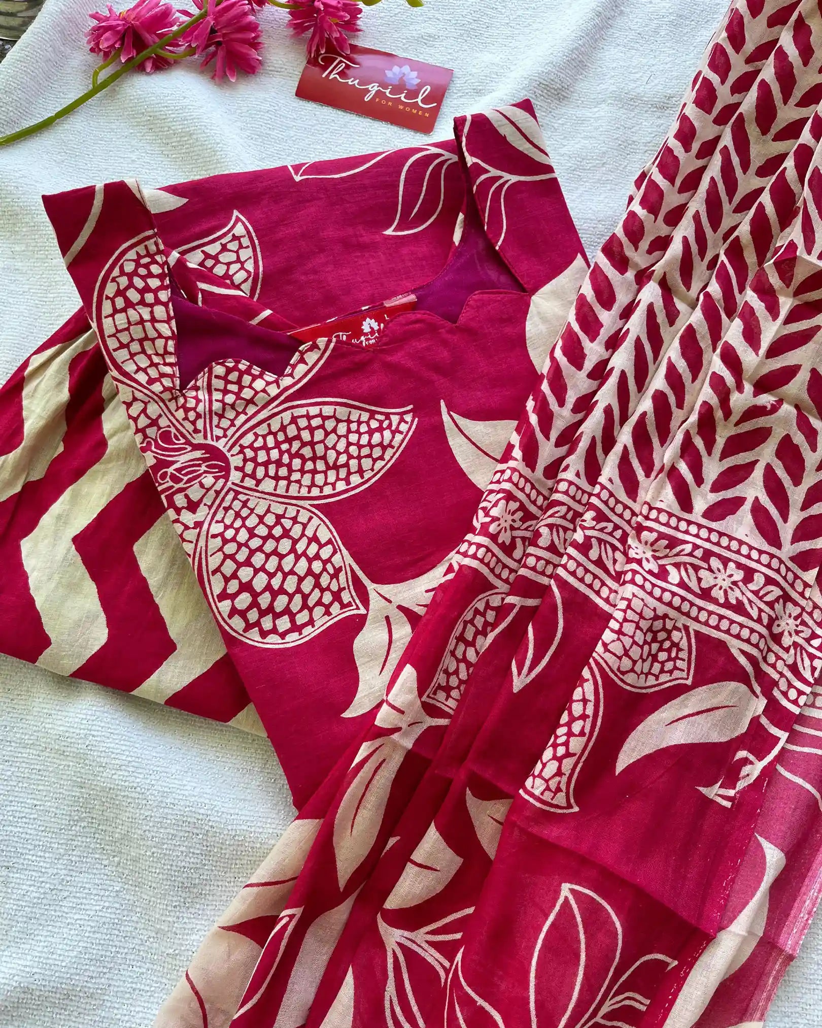 Magenta pure cotton kurta set