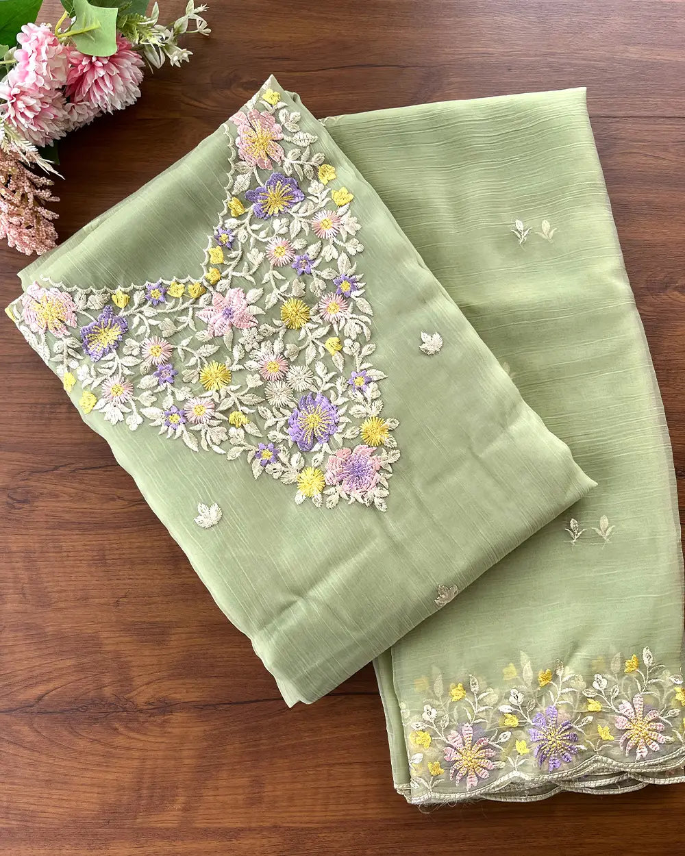 Crushed Organza Unstitched Suits