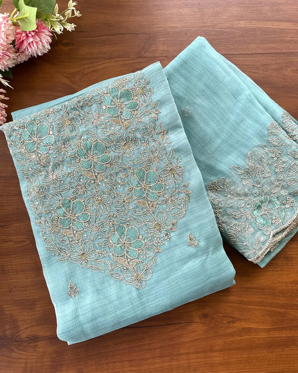 Crushed Crepe Silk Unstitched Suits