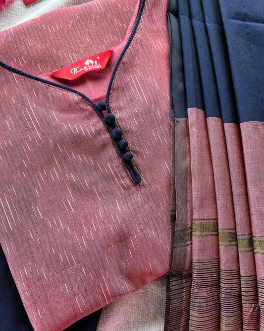 Mauve Pochampally silk kurta set
