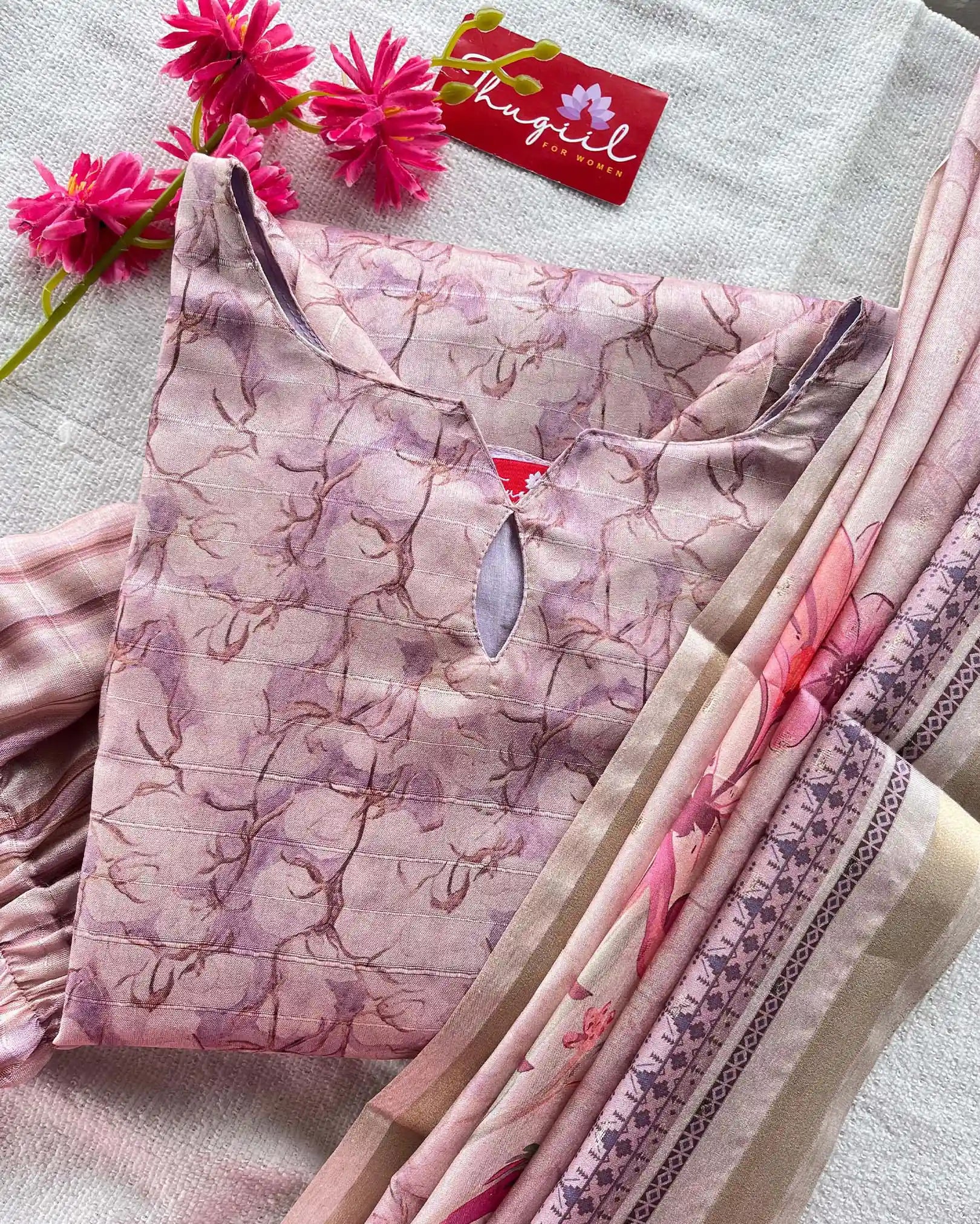 Tussar silk kurta set