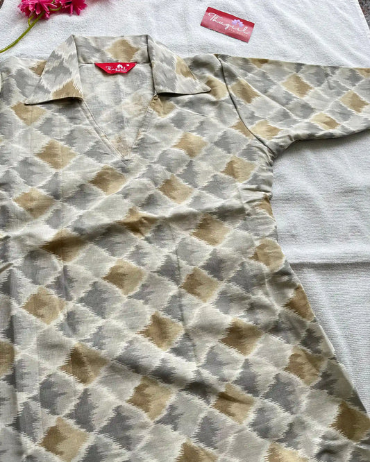 Ikkat cotton kurta