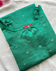 Sea green slub silk mix n match kurta set