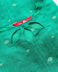 Sea green slub silk mix n match kurta set