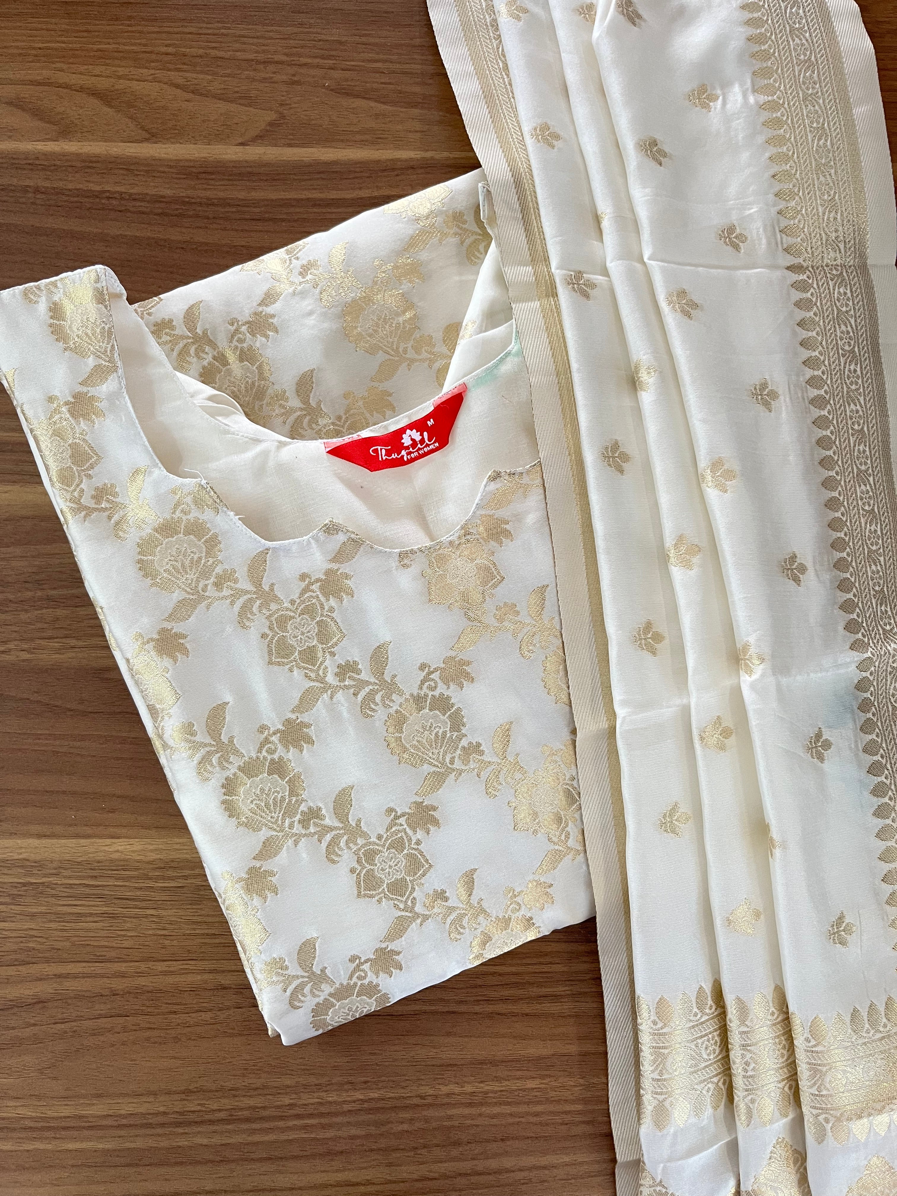 Onam Spl - Banaras Silk Kurta Set (Top-Dupatta)