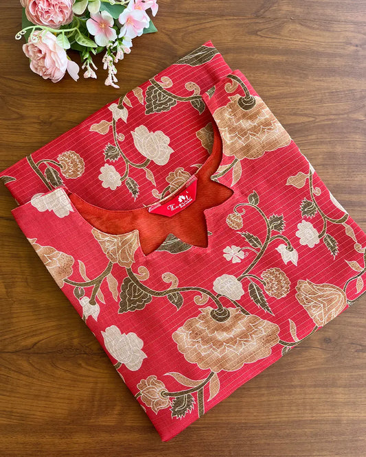 Red Chanderi Kurta