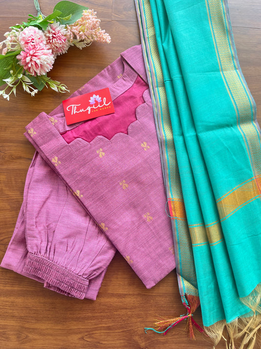 READY TO DISPATCH Mauve Rose Slub Silk 3 pcs