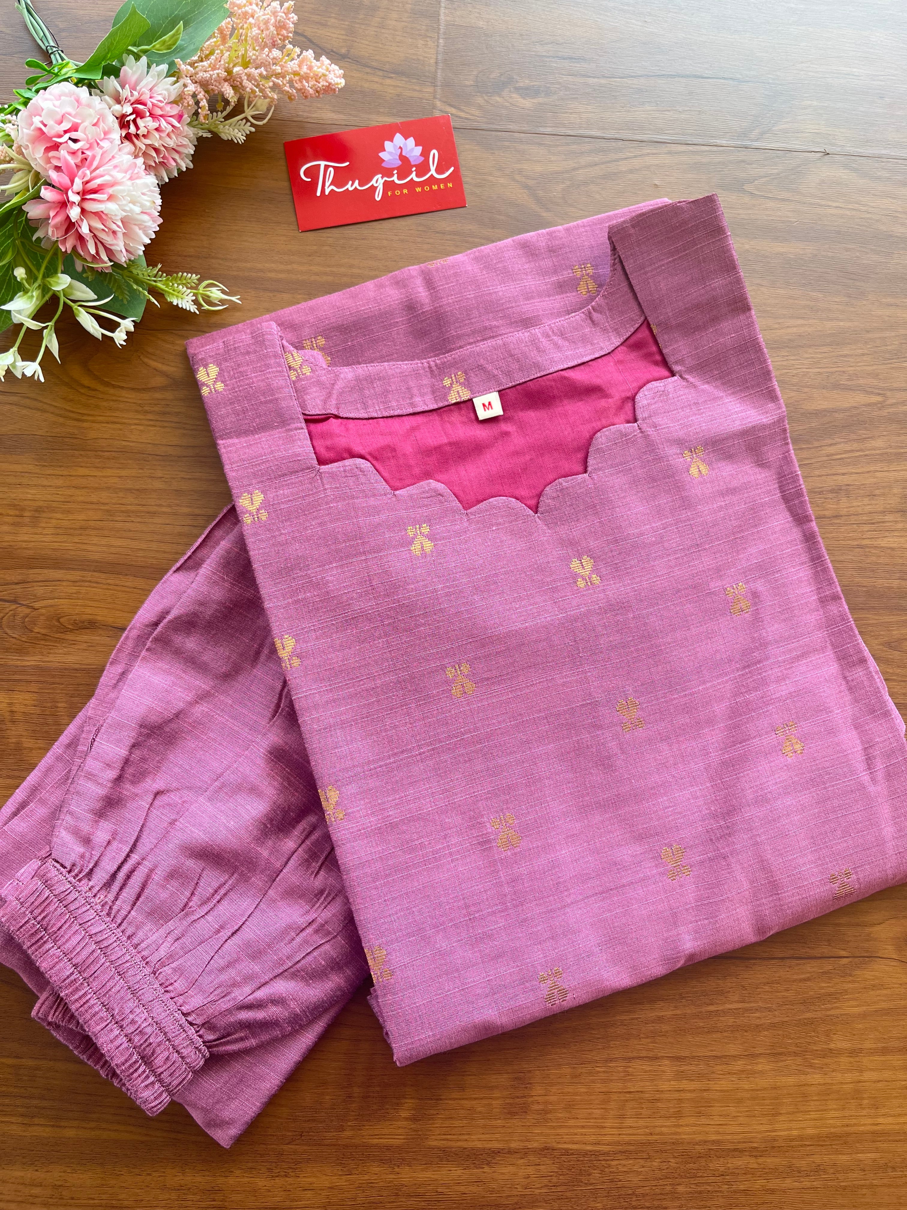 READY TO DISPATCH Mauve Rose Slub Silk Top-Pant
