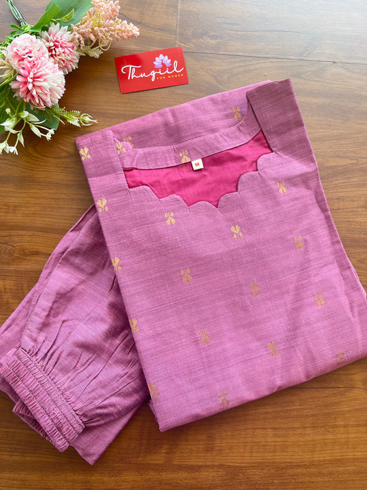 READY TO DISPATCH Mauve Rose Slub Silk Top-Pant