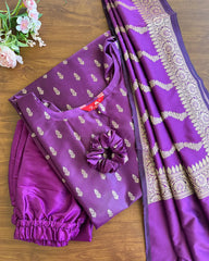 Purple Soft Silk Kurta Set