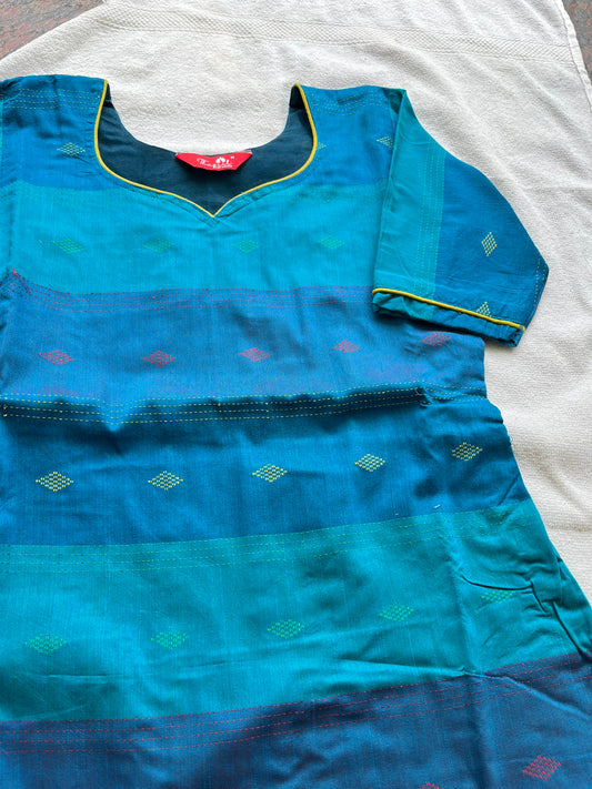 Luxe - Peacock Slub - Kalamkari Kurta Set
