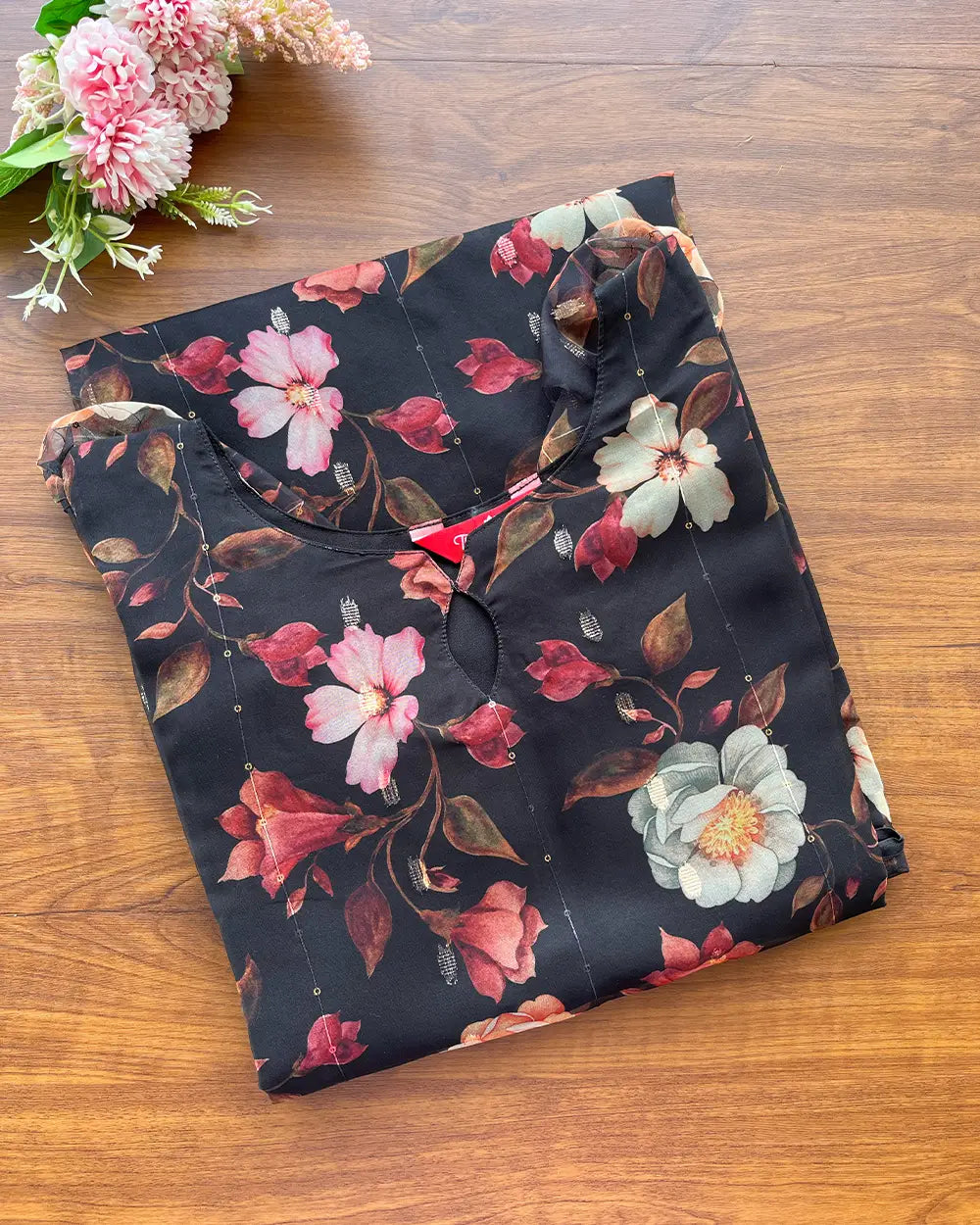 Black Floral Organza Kurta
