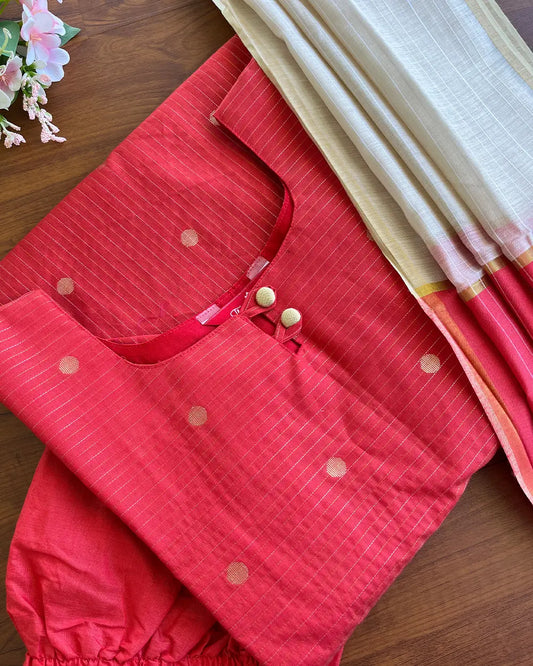 Crimson Red Butter Silk Kurta Set