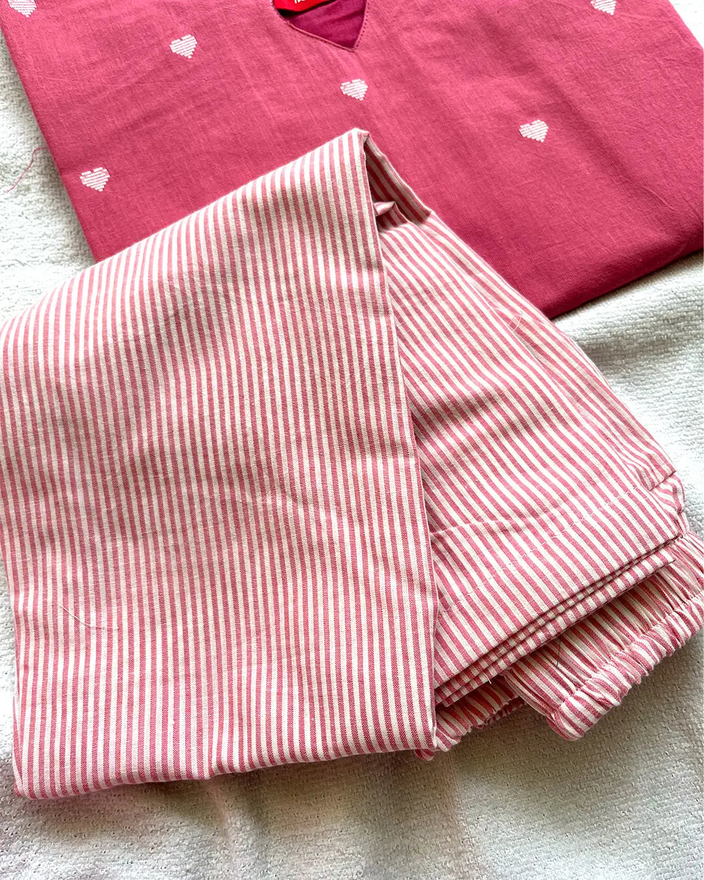 Pink Heart Cotton Handloom Co Cord