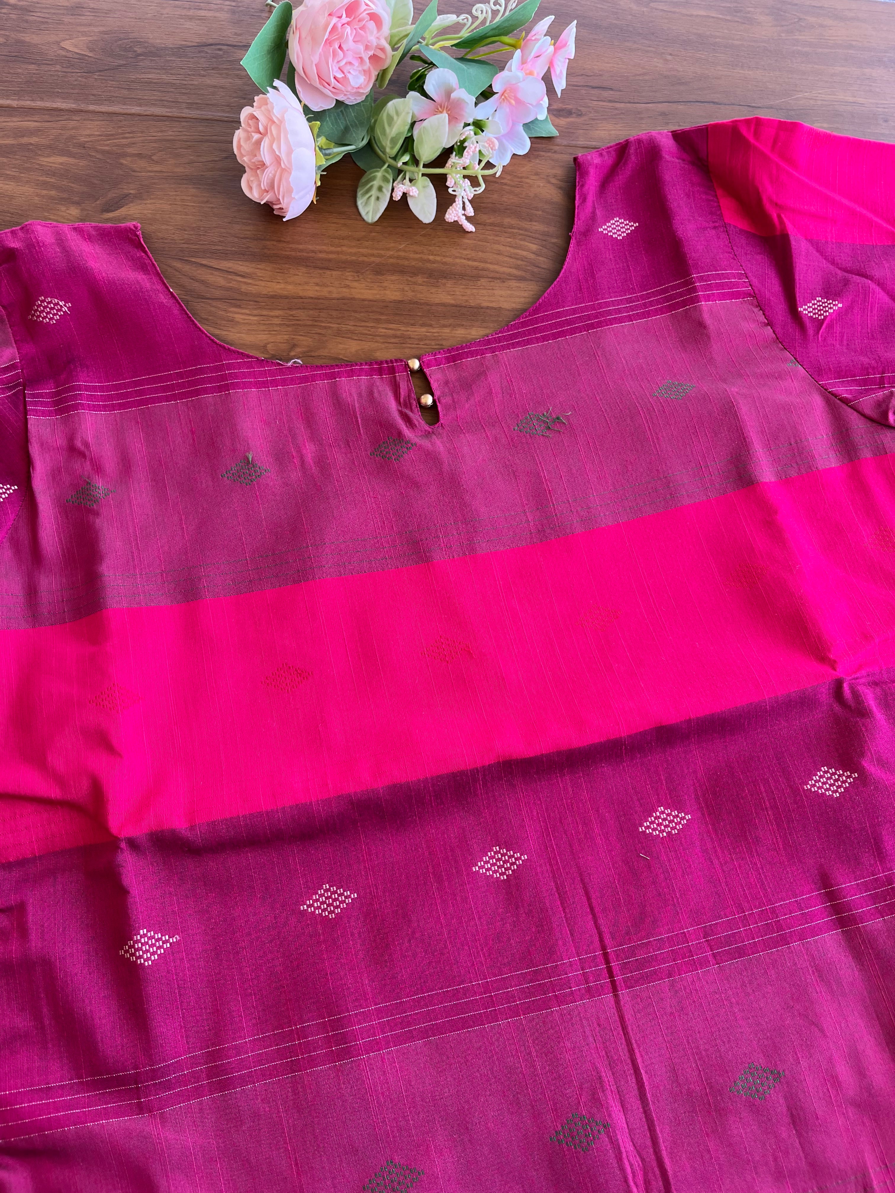 Dark Pink Slub Silk Kurta Set