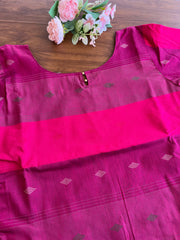 Dark Pink Slub Silk Kurta Set