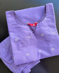 2 in 1 Lavender Handloom Cotton Kurta Set