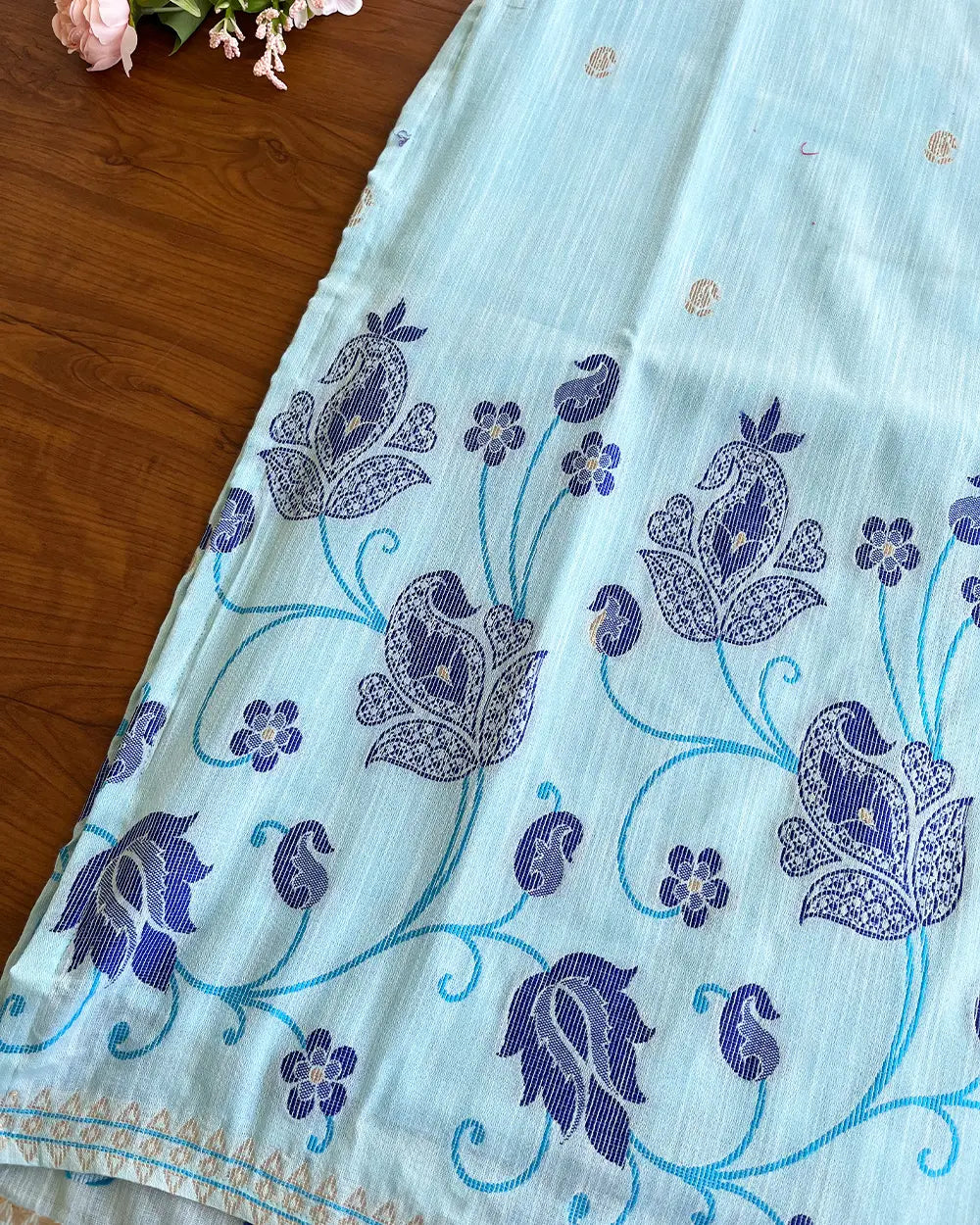 Sky Blue Jamdani Kurta Set (Top-Dupatta)