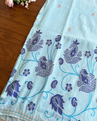 Sky Blue Jamdani Kurta Set (Top-Dupatta)