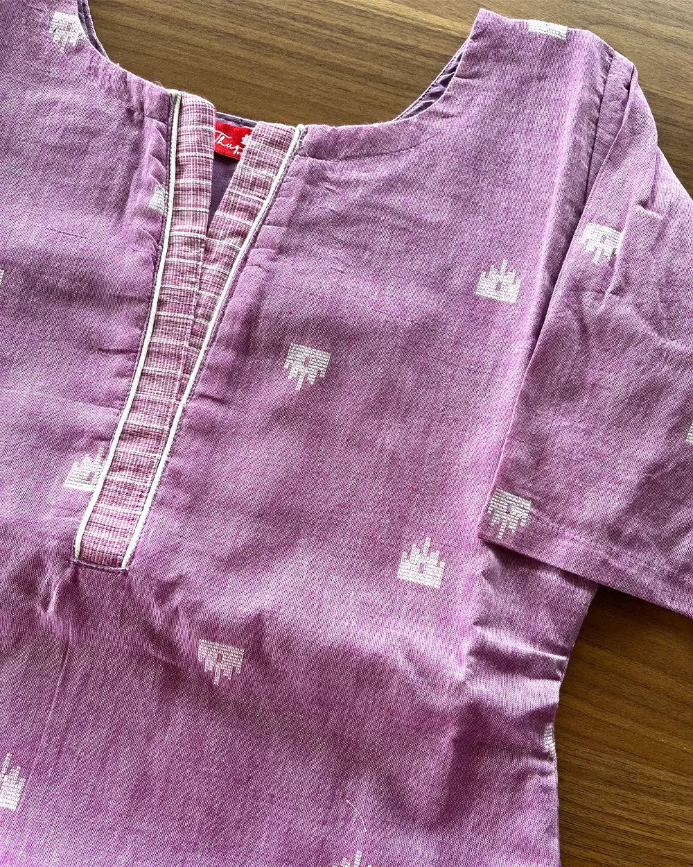 Lavender Pink Handloom Cotton Kurta Set