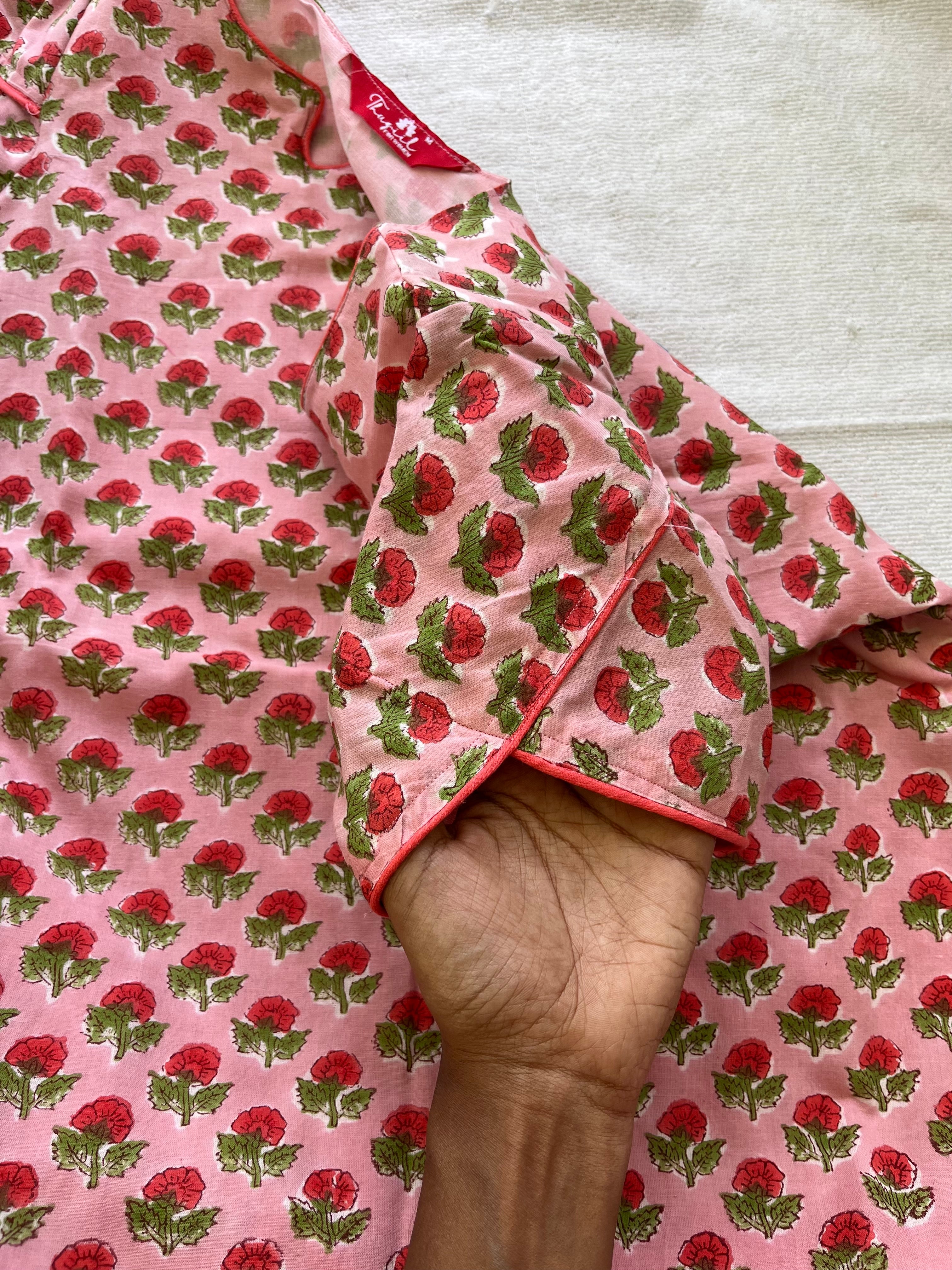 Handblock soft cotton kurta set