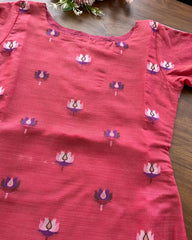 PinkRed Lotus Kurta Set (Top-Dupatta)