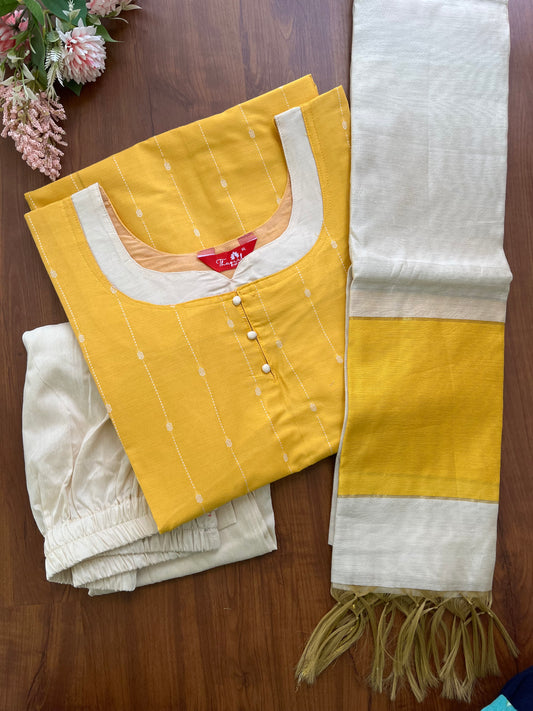 Sunflower Butter Silk Kurta Set