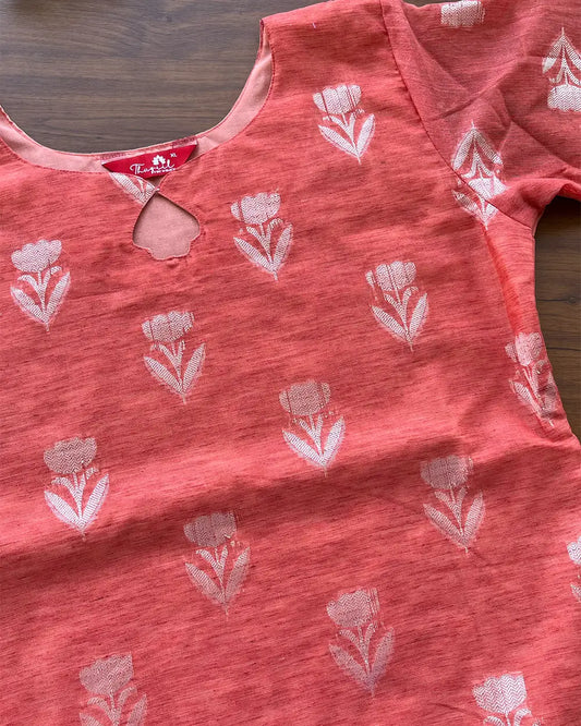 Georgia peach Linen Kurta Set (Pre order 10-15 days)
