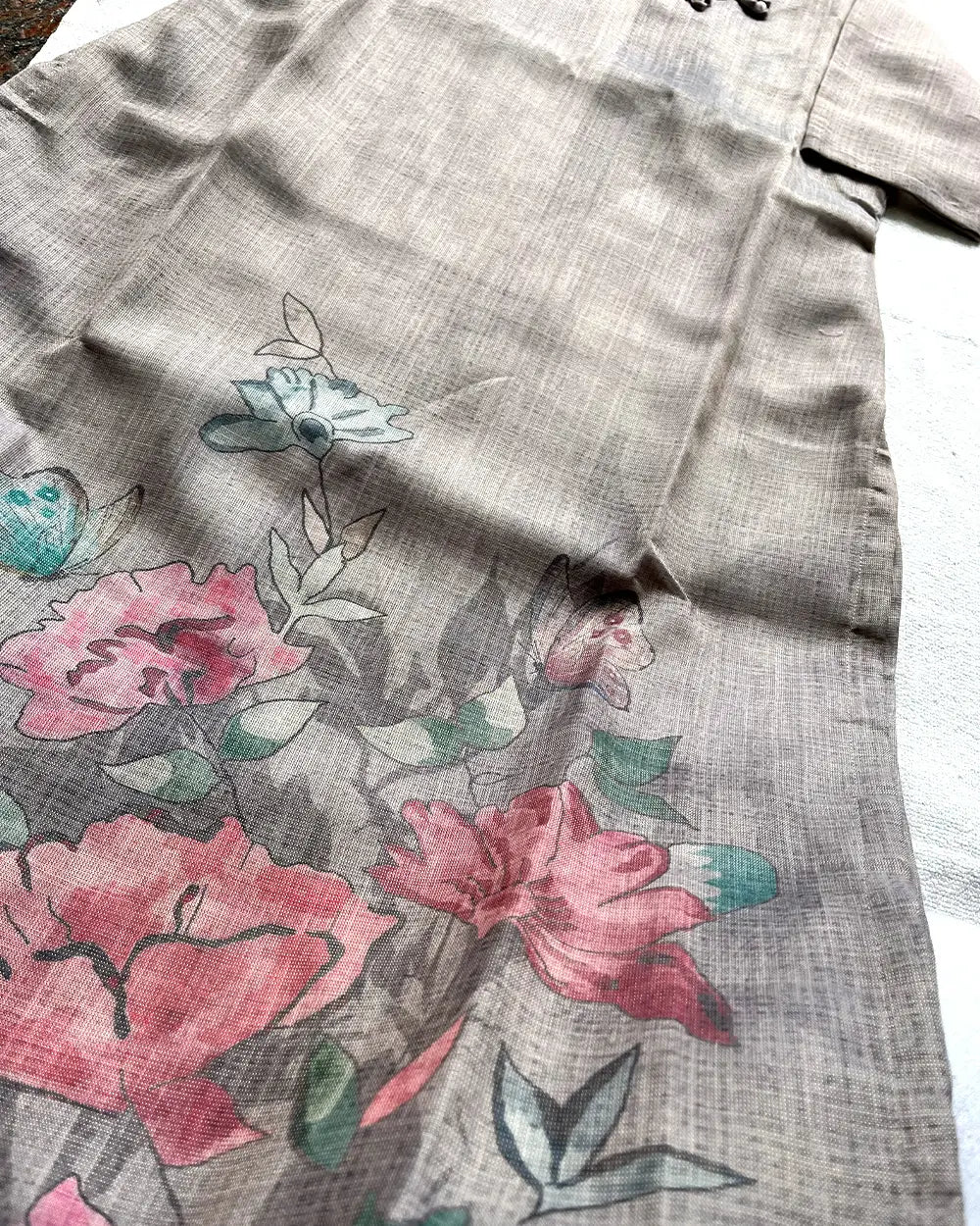 Light Grey Soft Tissue Silk Kurta Set